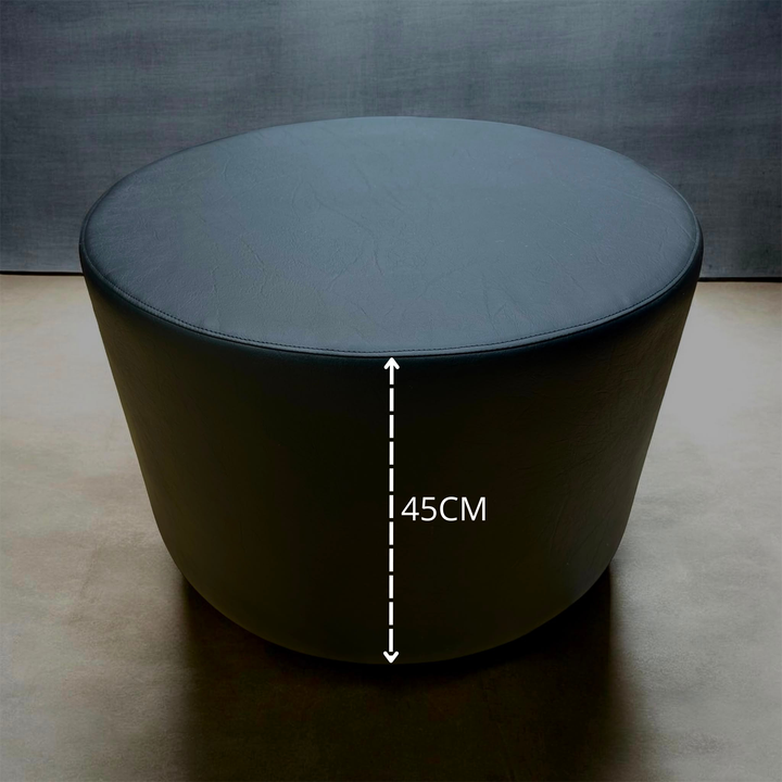 Handgemaakte ronde design poef – Zwart