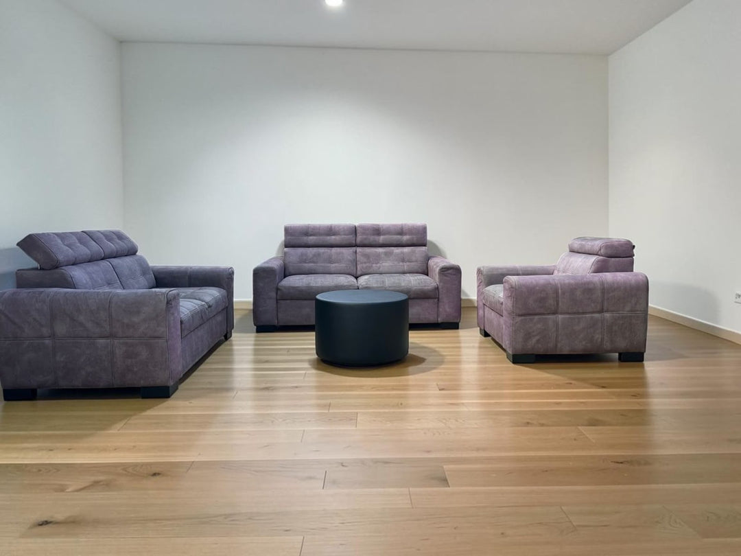 Handgemaakte ronde design poef – Zwart